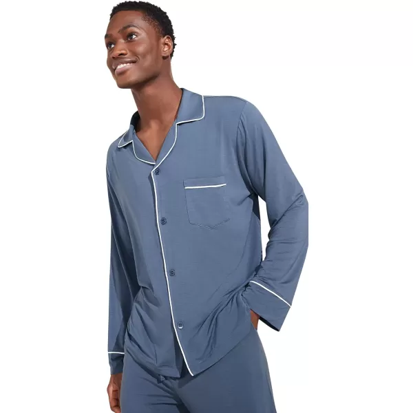 Eberjey Mens William Modal Long PJsCoastal BlueIvory