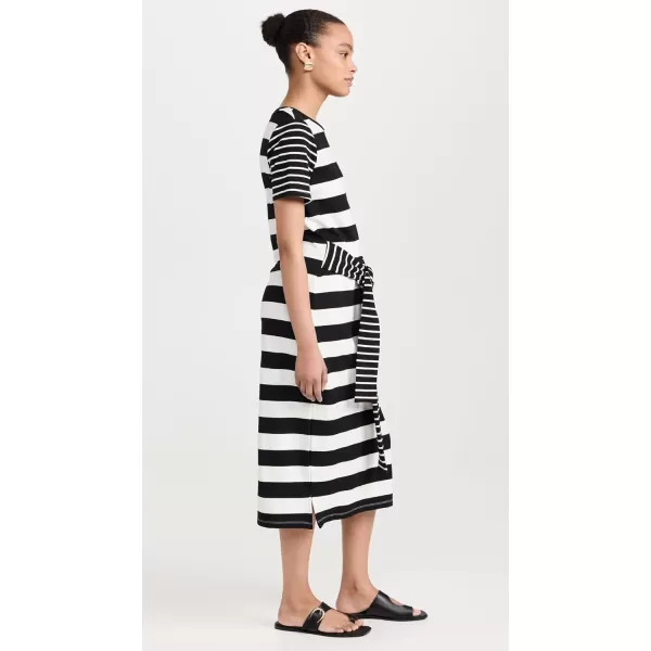 English Factory Contrast Stripe Knit Midi DressBlack White