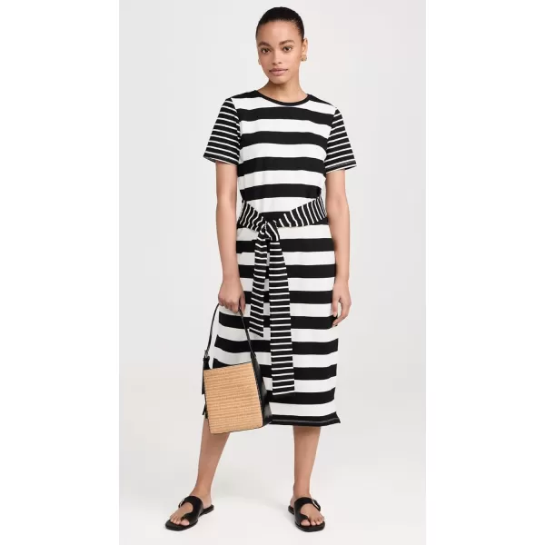 English Factory Contrast Stripe Knit Midi DressBlack White