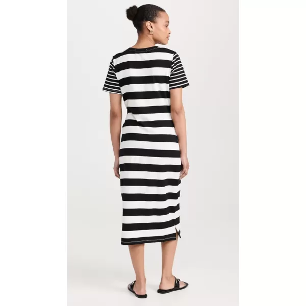 English Factory Contrast Stripe Knit Midi DressBlack White