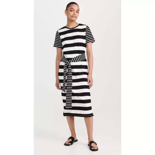 English Factory Contrast Stripe Knit Midi DressBlack White