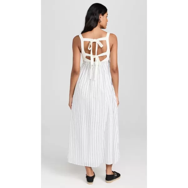 English Factory Womens Tie Back Knit Combo Striped Maxi DressWhite