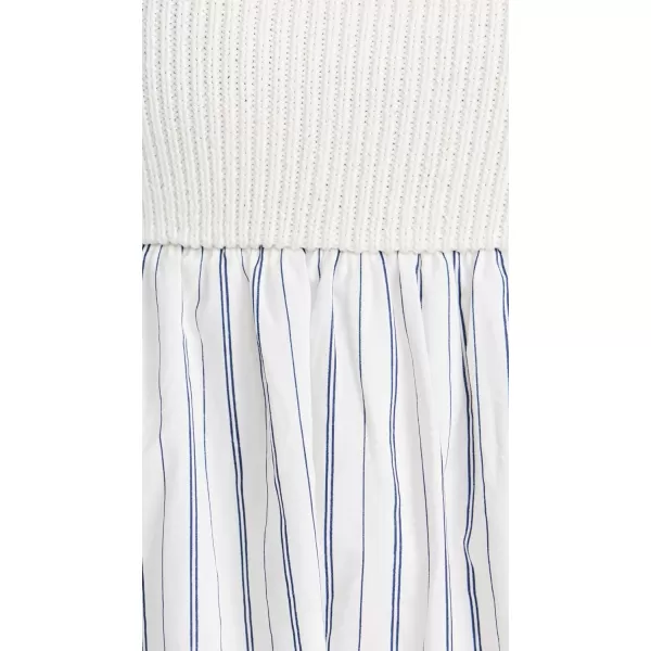 English Factory Womens Tie Back Knit Combo Striped Maxi DressWhite