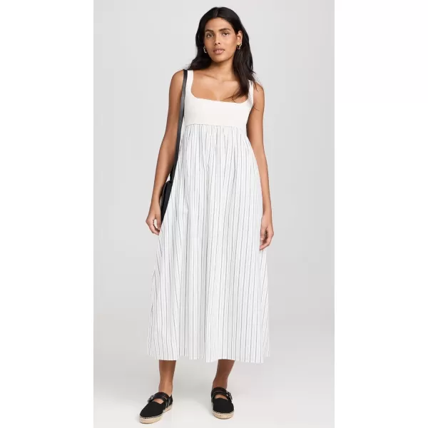 English Factory Womens Tie Back Knit Combo Striped Maxi DressWhite