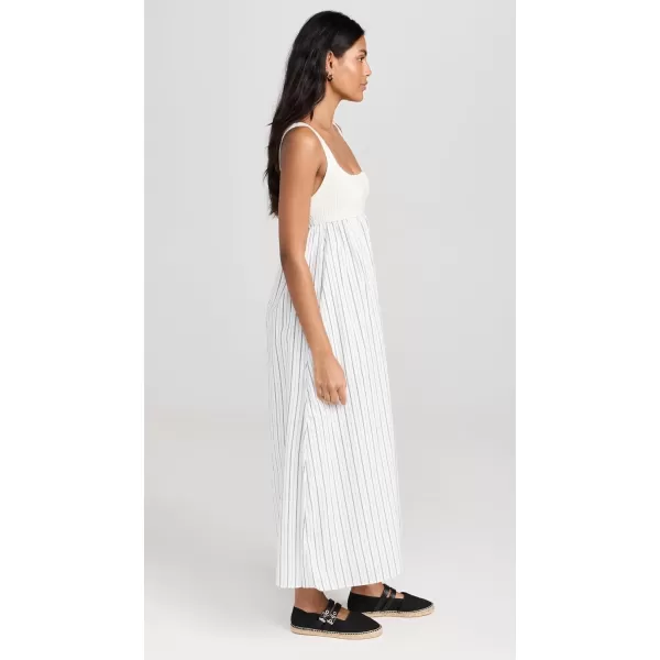 English Factory Womens Tie Back Knit Combo Striped Maxi DressWhite