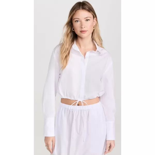 Enza Costa Womens Poplin Drawcord ShirtWhite