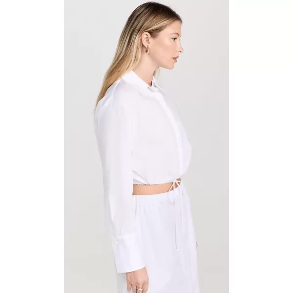 Enza Costa Womens Poplin Drawcord ShirtWhite