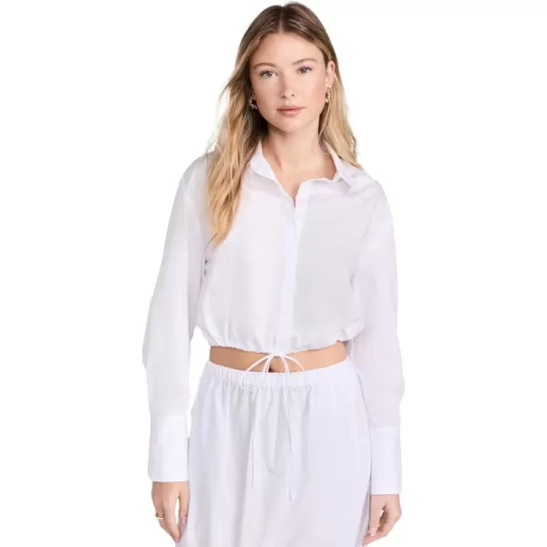 Enza Costa Womens Poplin Drawcord ShirtWhite