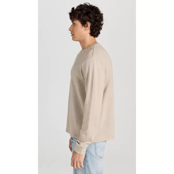 FRAME Mens Duo Fold Long Sleeve Crew TeeHeathered Sand Beige