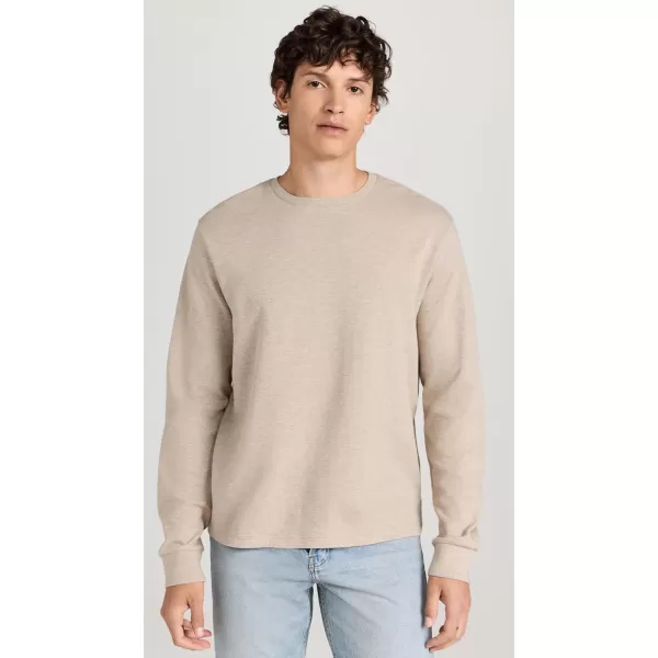 FRAME Mens Duo Fold Long Sleeve Crew TeeHeathered Sand Beige