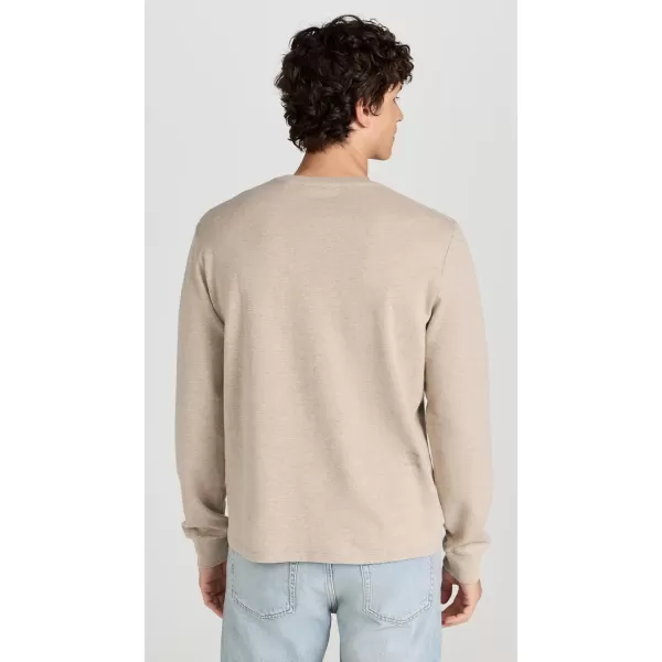 FRAME Mens Duo Fold Long Sleeve Crew TeeHeathered Sand Beige