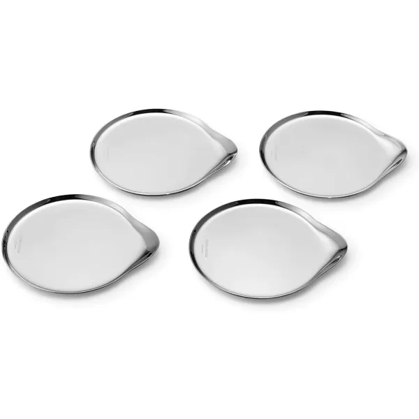 Georg Jensen Sky Collection Coaster Set Set of 4 Leather Coasters in Stainless Steel CaseMaterial Stainless Steel  Mirror Polished