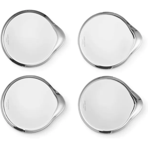 Georg Jensen Sky Collection Coaster Set Set of 4 Leather Coasters in Stainless Steel CaseMaterial Stainless Steel  Mirror Polished