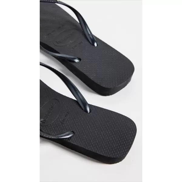 Havaianas Womens Slim Square Logo Metallic FlipFlopBlackSilver