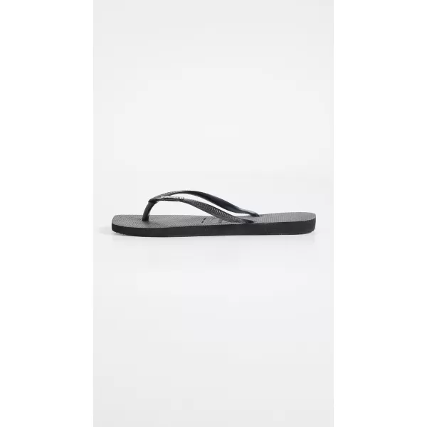 Havaianas Womens Slim Square Logo Metallic FlipFlopBlackSilver