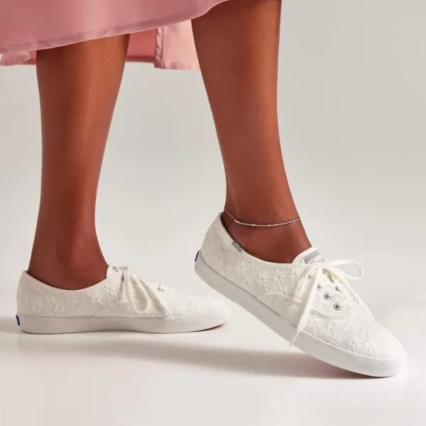 Keds Womens Champion Seasonal Canvas SneakerWhite Starburst Eyelet