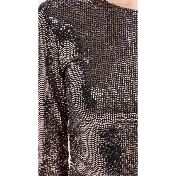 LAGENCE Womens Sunny Long Sleeve Mini DressBlackBronze Sequin