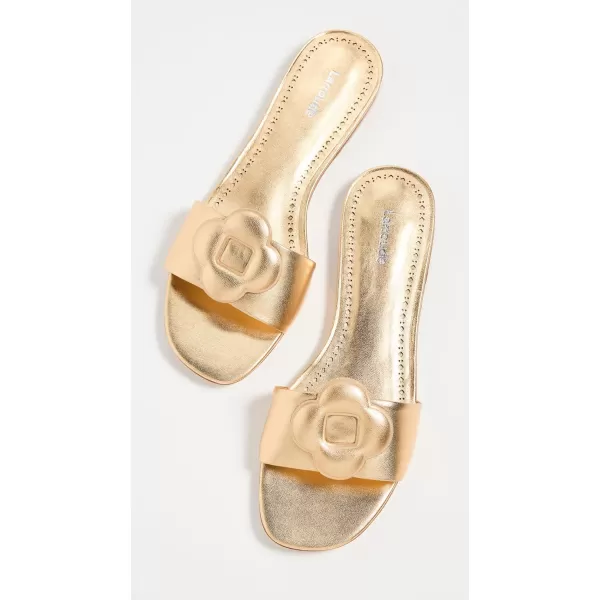 Larroude Womens Flora Flat SandalsGold