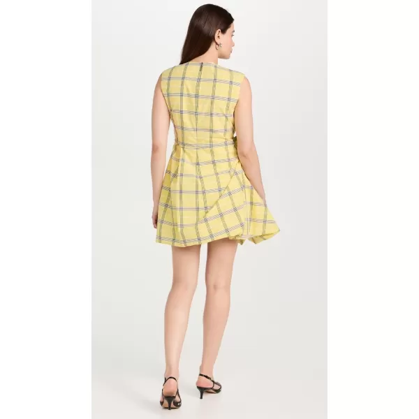 MSGM Womens Poplin Check Short Draped Dress with BowsYellow