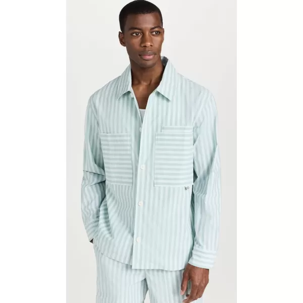 Mens OvershirtIce Blue Stripes