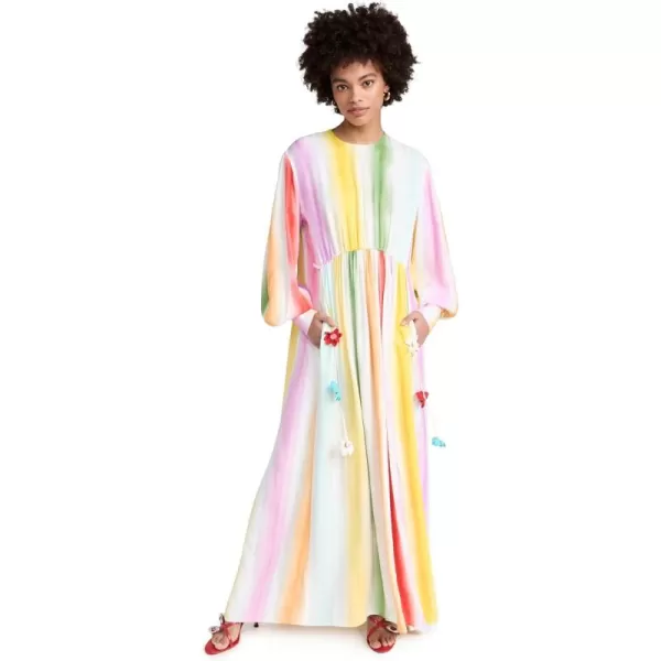 Mira Mikati Womens Printed Dress with Crochet Flower CordMulti