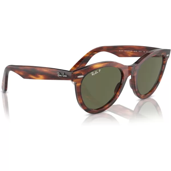 RayBan Rb2241 Wayfarer Way Round SunglassesStriped HavanaGreen Polarized