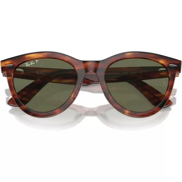 RayBan Rb2241 Wayfarer Way Round SunglassesStriped HavanaGreen Polarized