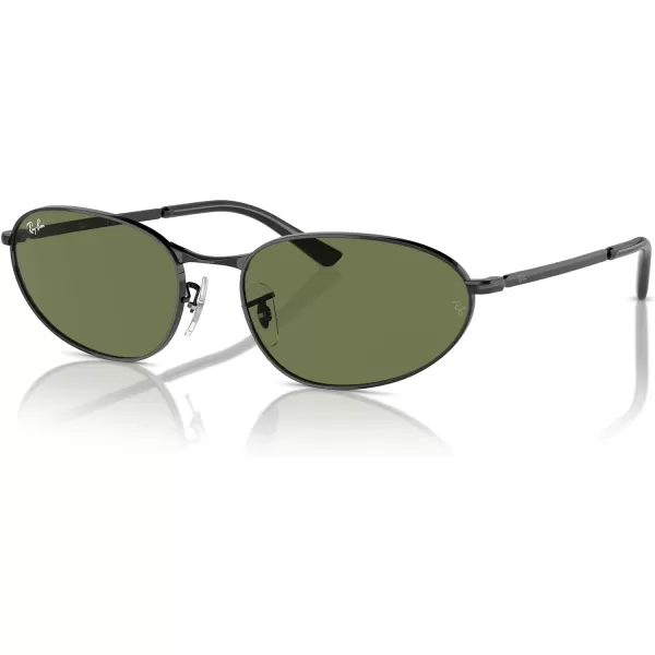 RayBan Rb3734 Oval SunglassesBlackDark Green