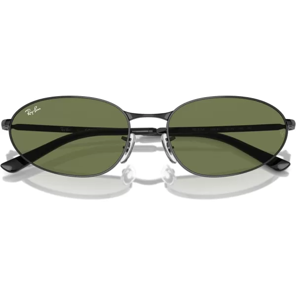 RayBan Rb3734 Oval SunglassesBlackDark Green