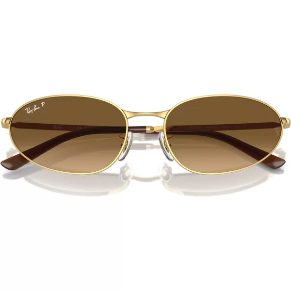 RayBan Rb3734 Oval SunglassesGoldBrown Gradient Polarized