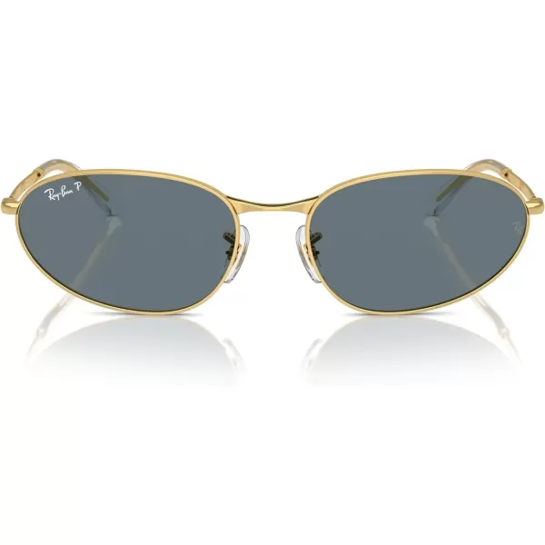 RayBan Rb3734 Oval SunglassesGoldDark Blue Polarized