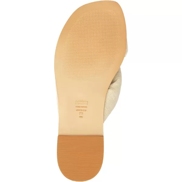 SCHUTZ Womens Fairy Square Toe Criss Cross Flat SandalOyster