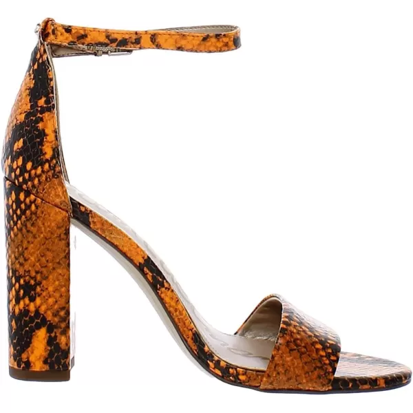 Sam Edelman Womens Yaro Block Heel SandalNeon Orange Snake Print Leather