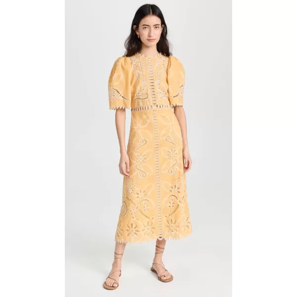 Sea Womens LIAT Embroidery Short Sleeve DressYellow