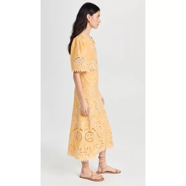 Sea Womens LIAT Embroidery Short Sleeve DressYellow