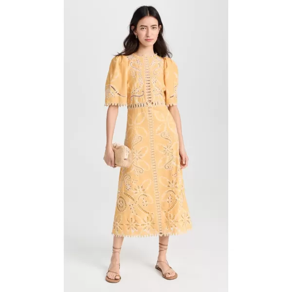 Sea Womens LIAT Embroidery Short Sleeve DressYellow