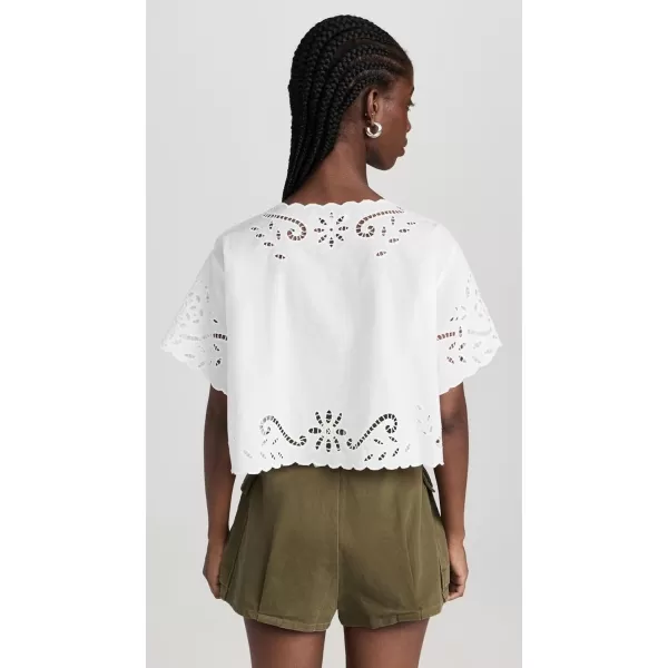 Sea Womens LIAT Embroidery Short Sleeve TopWhite