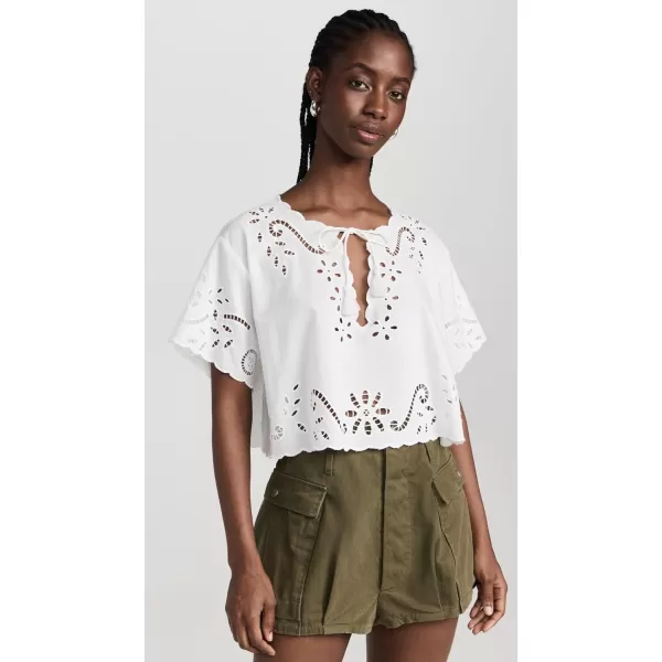 Sea Womens LIAT Embroidery Short Sleeve TopWhite