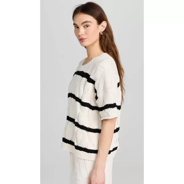 Splendid Womens x Cella Jane Stripe Cable SweaterIvoryBlack