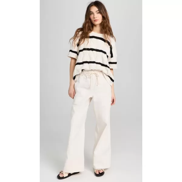 Splendid Womens x Cella Jane Stripe Cable SweaterIvoryBlack