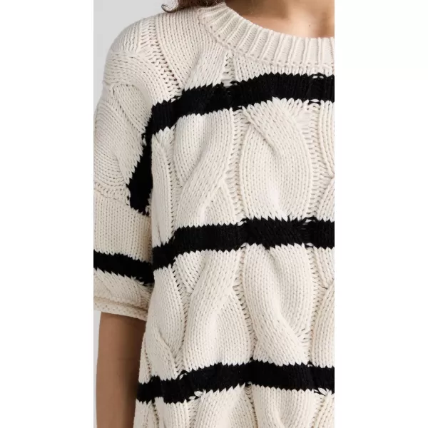 Splendid Womens x Cella Jane Stripe Cable SweaterIvoryBlack