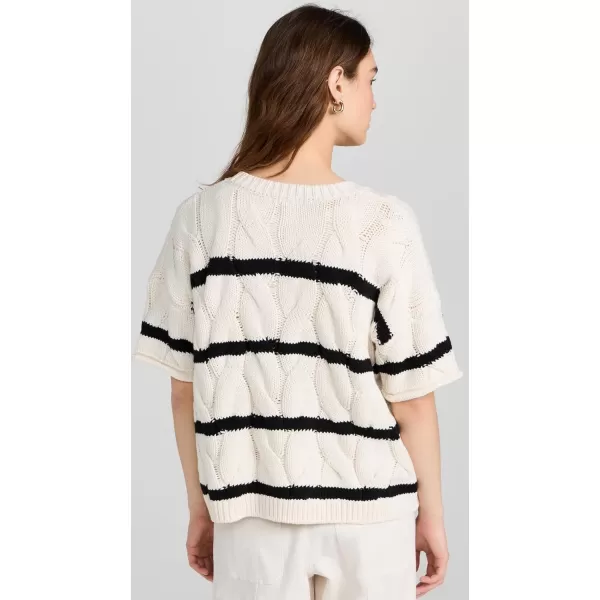 Splendid Womens x Cella Jane Stripe Cable SweaterIvoryBlack