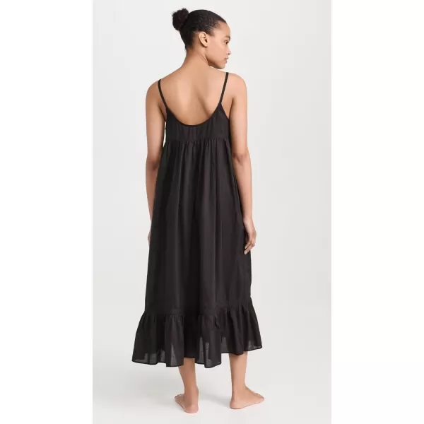 THE GREAT Womens The Eyelet Ruffle Tank Night DressBlack