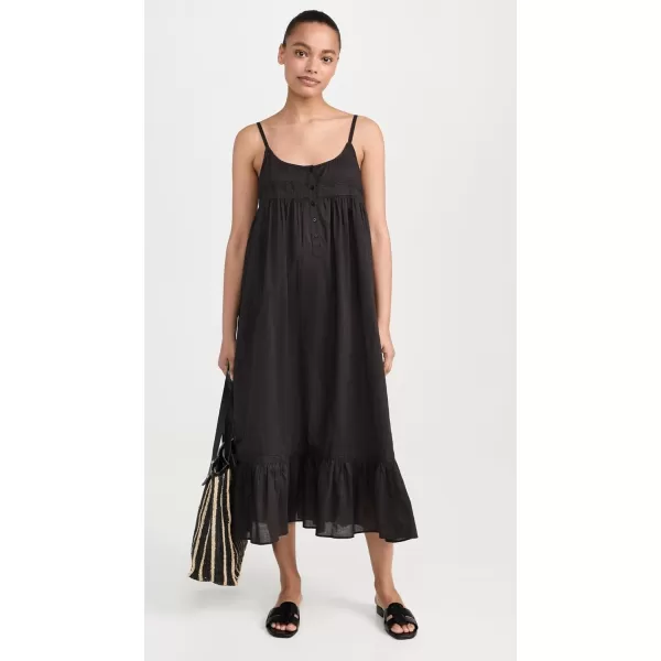 THE GREAT Womens The Eyelet Ruffle Tank Night DressBlack