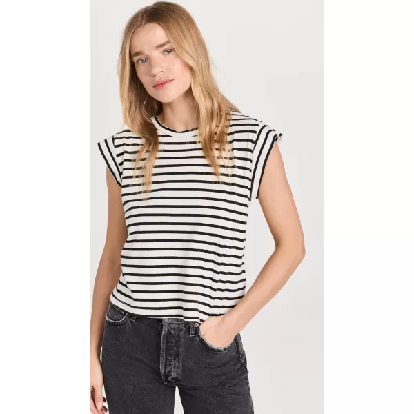 THE GREAT Womens The Peak TeeBlack  Cream Gondola Stripe