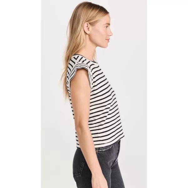 THE GREAT Womens The Peak TeeBlack  Cream Gondola Stripe