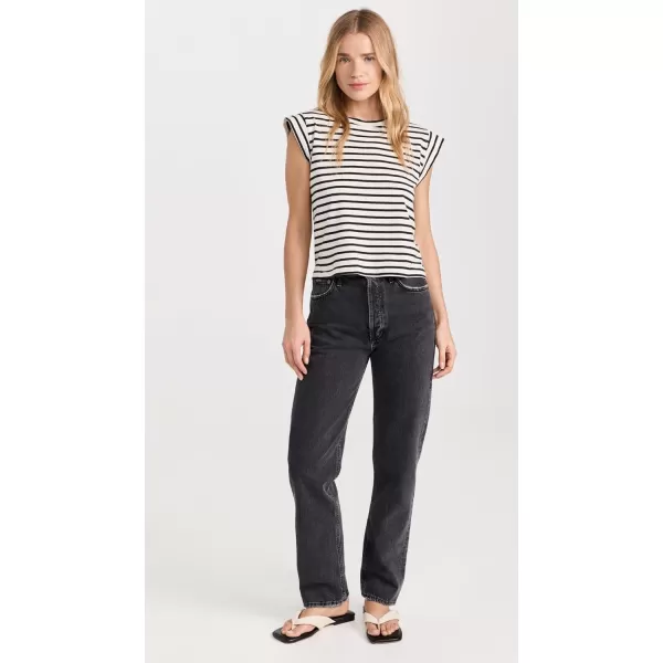 THE GREAT Womens The Peak TeeBlack  Cream Gondola Stripe