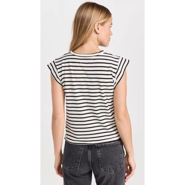 THE GREAT Womens The Peak TeeBlack  Cream Gondola Stripe