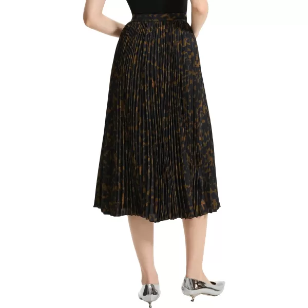 Theory Womens Pleated Midi SkirtDark Brown Multi