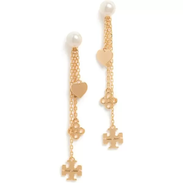 Tory Burch Womens Linear Kira EarringsTory GoldCream